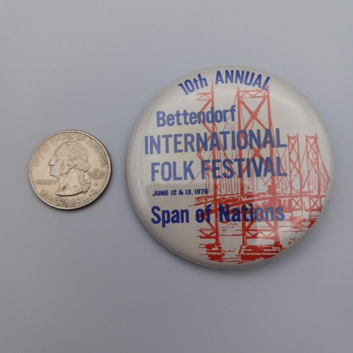 Vintage Bettendorf Iowa International Folk Festival Pinback Button Souvenir 1976 - Bild 2 von 4