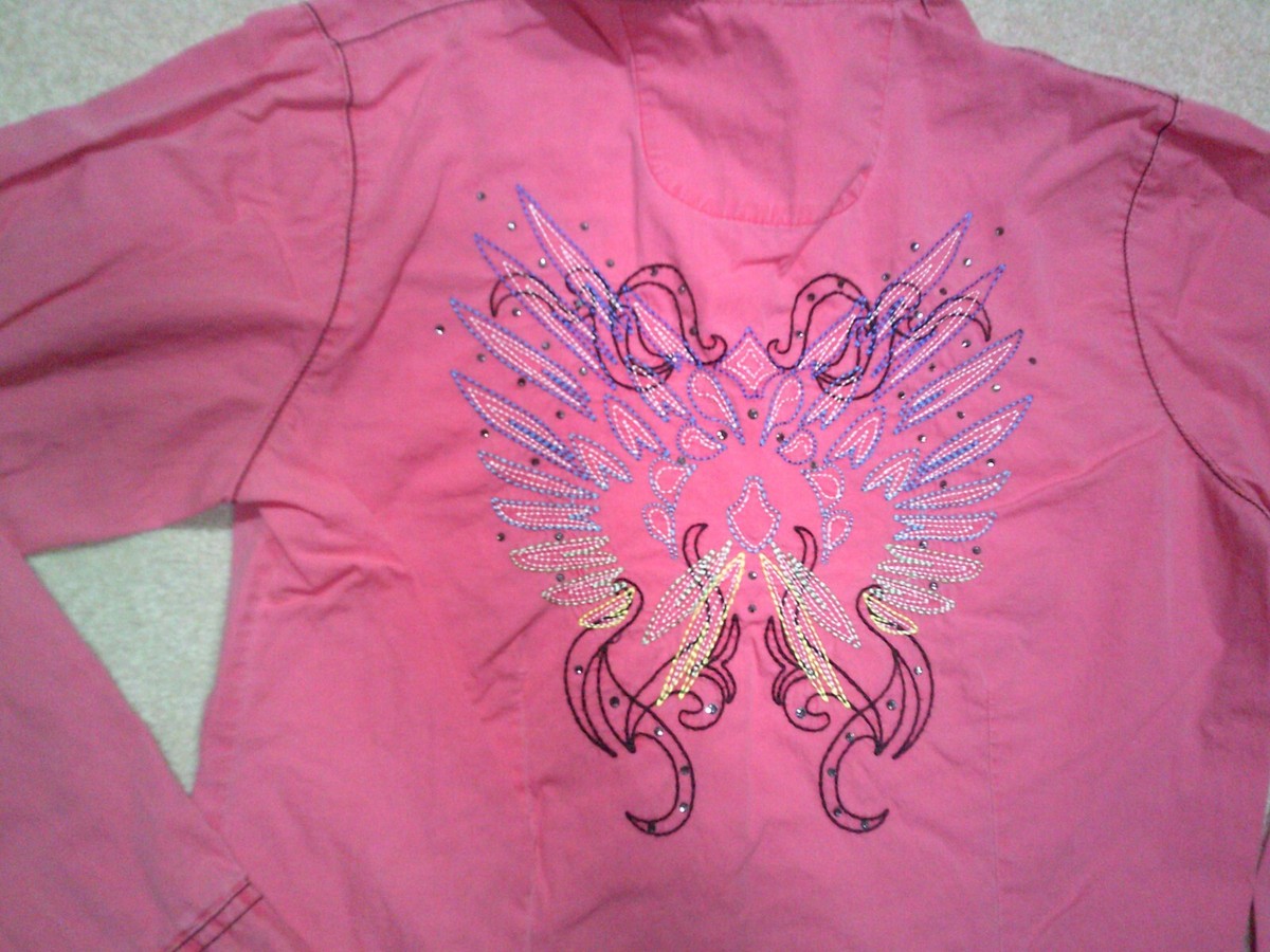 Chemise Snap Femme Miller Western Wear Rose Moyen, Broderie Et Poches - Taille M