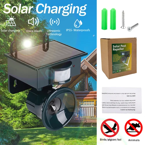 Sensor de movimiento solar ultrasónico repelentes de aves control de plagas asustador disuasorio zorro - Imagen 4 de 15