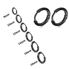 Genuine Stainless Steel Simple Hinged Hoop Sleeper Circle Ring Earrings Gifts UK