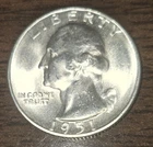 1951 S Washington Silver Quarter 90% Silver  Brilliant Uncirculated 25C BU