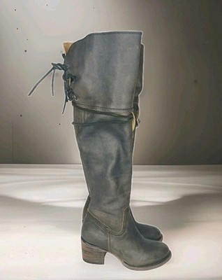 Freebird by Steven ''Carolina'' Black Leather Side Zip Knee High Boots Size 6 