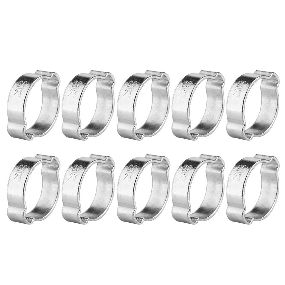 10pcs Zinc Plated Iron Galvanized Two Ear Hose Clamp 5‑23mm For Fule Petrol Pipe