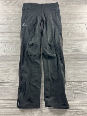Men s Size Medium Salomon Clima Wind Warm Pant - black Pull On Ankle Zips