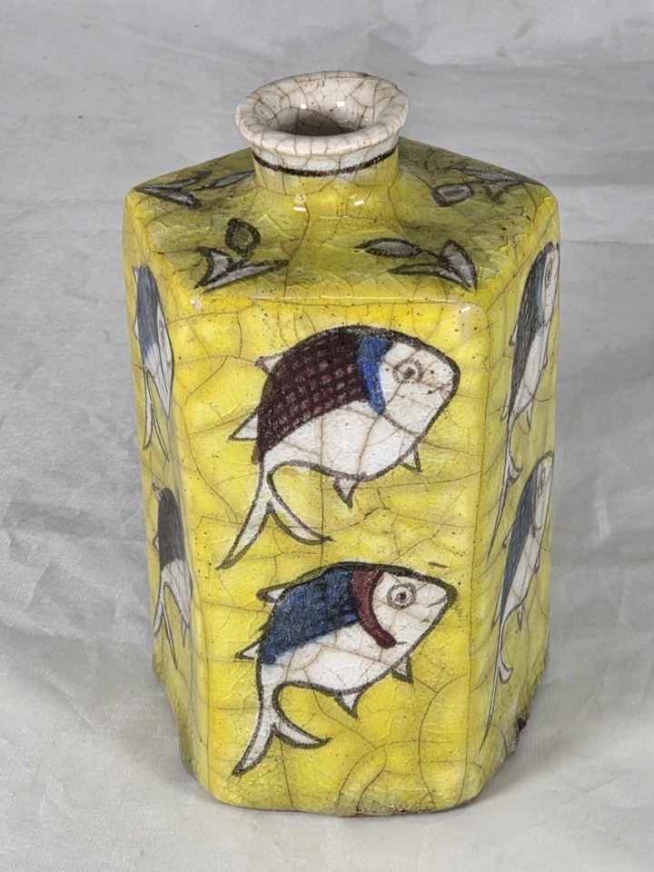 复古 PERSIAN 19 世纪 QUAJAR 时代茶瓶,釉面陶器,裂纹时代 — 第 3/4 张图片