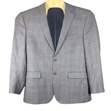 Jos. A. Bank Mens 44R Traveler Wool Blazer Brown Blue Houndstooth Sport Coat