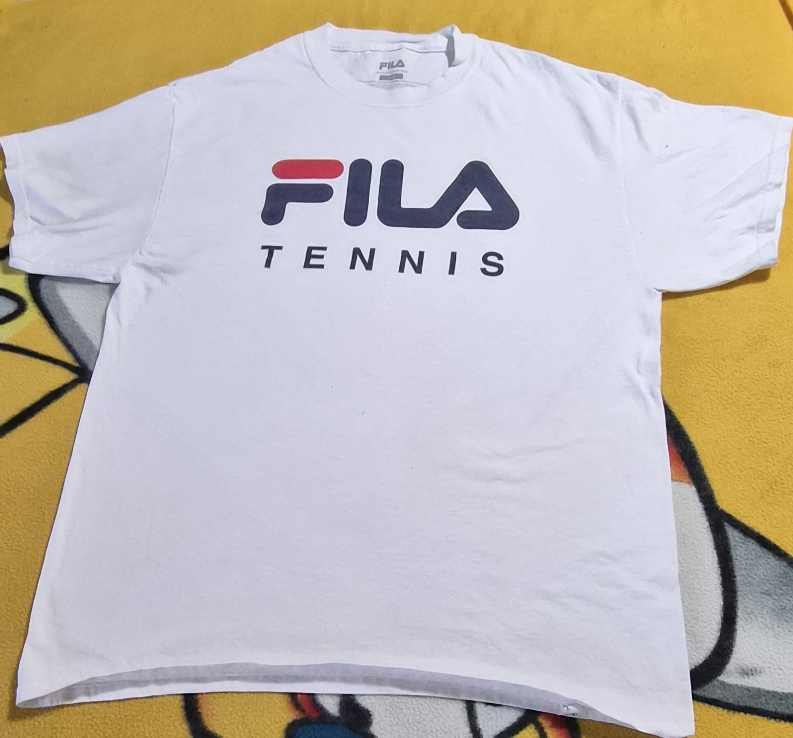 FILA Tennis Graphic Logo White Men’s L/G Cotton Jersey Crew Neck T-Shirt