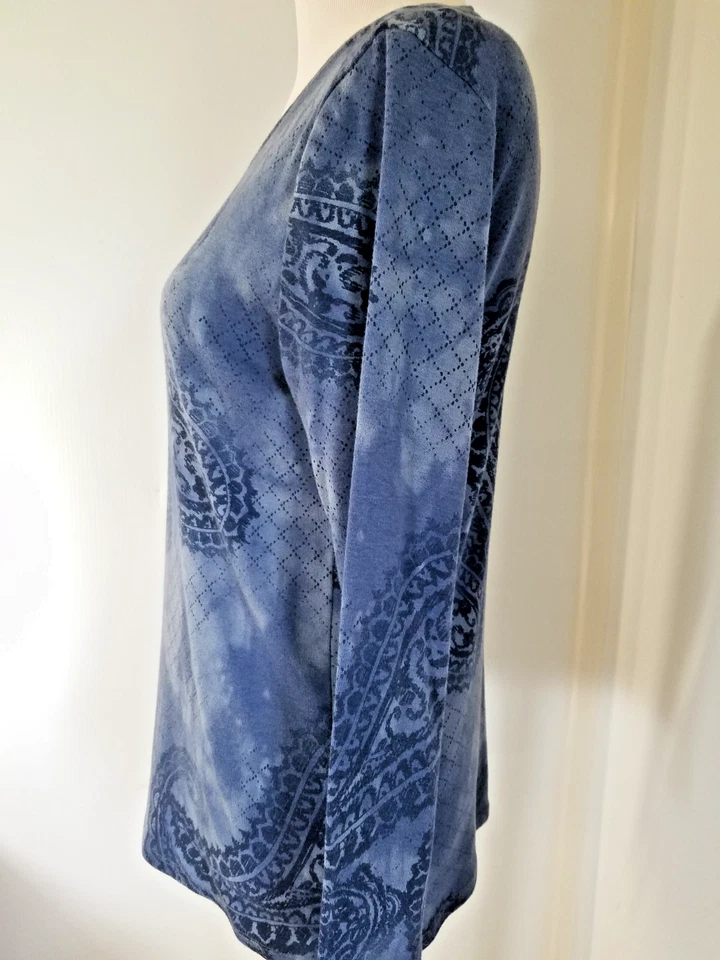 Camiseta Sonoma Everyday Damas Talla L Azul Paisley Cuello Barco Pullover Manga Larga 3432 Foto 3 de 4