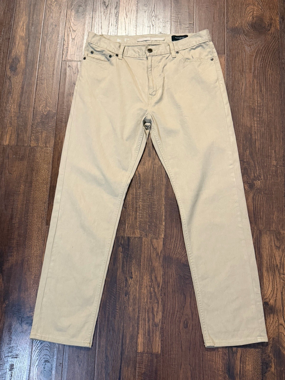 Banana Republic Slim Linen Cotton Traveler Pants Mens 34x29 Khaki Lightweight
