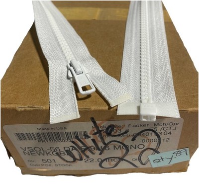 89x YKK White Zippers Vislon Lot Bulk 22  L VSOL-56 9/16 Separating NOS