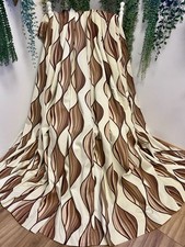 Cream Brown Beige Swirls Cotton Lined Eyelet Curtains Each 90”Wx72”D Dunelm Huge