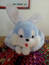 LAPIN RANGE PYJAMA NOUNOURS PELUCHE VINTAGE BLEU et BLANC POIS CHAMBRE ENFANT 