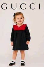 Gucci Made In Italy 24M Girls Navy Red Long Sleeves Dress EUC! #4