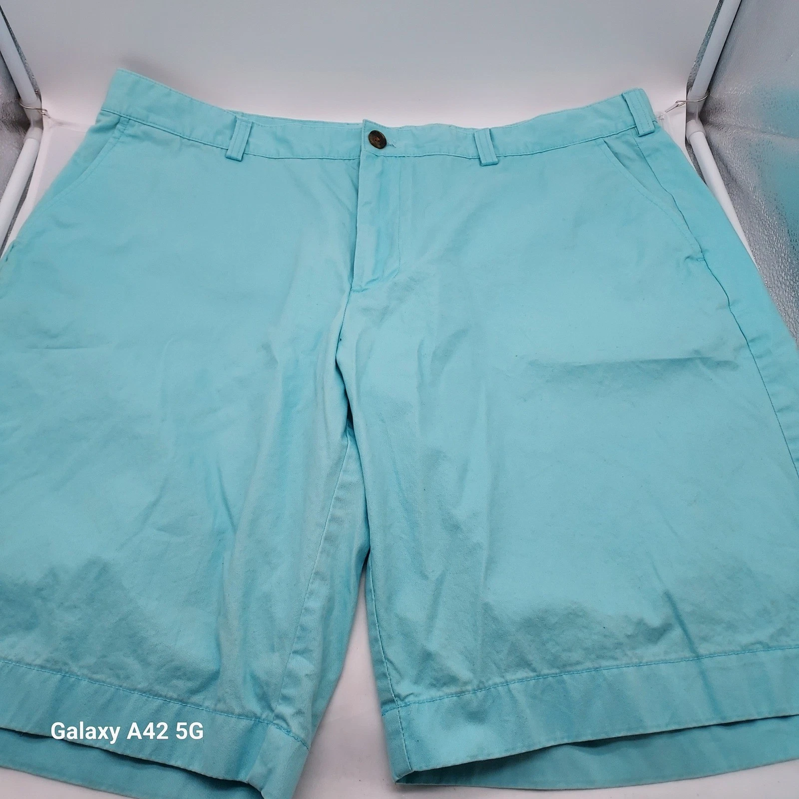 Brooks Brothers 346 Mens Aqua Blue Cotton Shorts W40 Made in Sri Lanka