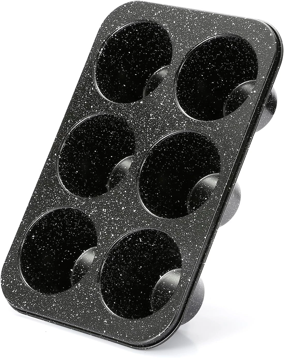 Monfish Jumbo Muffin Pan 6 Cup, Deep Muffin Pan Extra Large Cupcake Tin Black Gr