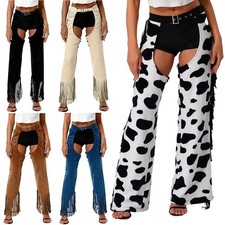 Women long pants cowgirl chaps motorcycle style carnival costume Party Clubwear