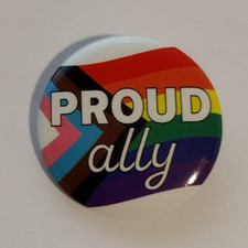 PROUD Ally Rainbow Pride Flag Small Badge Button Pin
