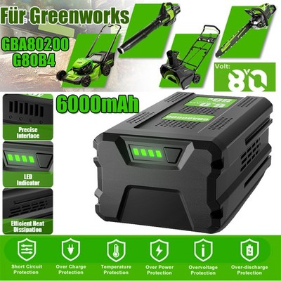 Akku 6,0Ah 80V für Greenworks 80 Volt Lithium GBA80200 GBA80250 GBA80300 G80B4