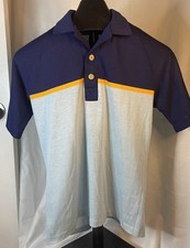 Vintage 80s OP Ocean Pacific Sunwear Polo Size Small Two Toned Blue Striped
