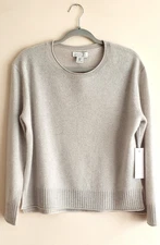 NWT Rachel Zoe 100% 2-Ply Cashmere Tunic Crew Neck Sweater Grey Women's Size M