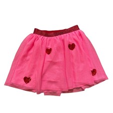 Cat  Jack Tutu Skirt Kids Pink Excellent Sequin Heart Mesh SIZE M 7/8