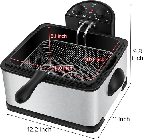 1700 Watt Edelstahl Dreifach Korb Elektrische Fritteuse mit Timer Gratis Extra - Bild 2 von 6