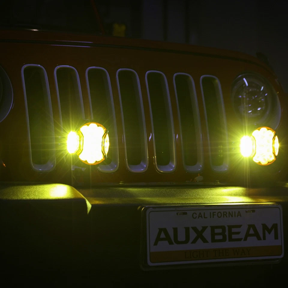 AUXBEAM 5" Pulgadas 172W Redondo LED Trabajo Vainas de Conducción Luces Ámbar Tirador Lateral DRL Foto 4 de 4