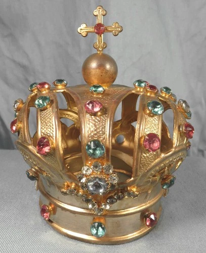 SPLENDID ANTIQUE ORNATE CROWN FOR RELIGIOUS STATUE - LARGE SIZE