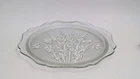 VTG JEANNETTE DEPRESSION Glass IRIS-HERRINGBONE CAKE-SANDWICH TRAY Platter 12"