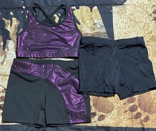 3 Item Lot Girls 3 Piece Leotard Black Size 6