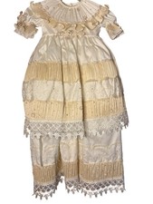 3 Pc Baptism Dress Ropon De Bautizo Convertible Skirt Bonnet 6-12 Months Gown