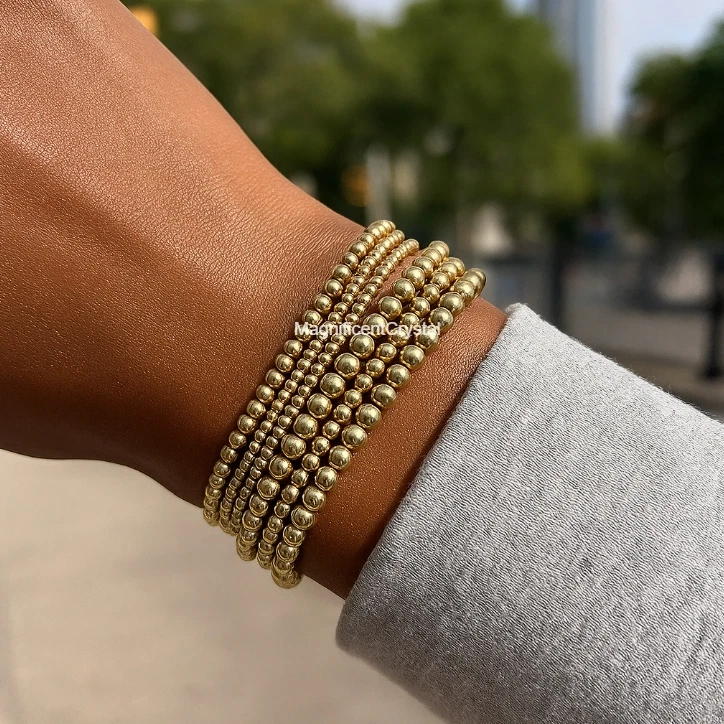 2 PIEZAS Delicado Brazalete Capas Relleno de Oro 2MM&5MM Elástico Joyería Regalos Foto 4 de 4