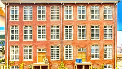 HO Scale Building Background Flat / Front 2D ''Warehouse Bldg 01-6''. Backdrop.