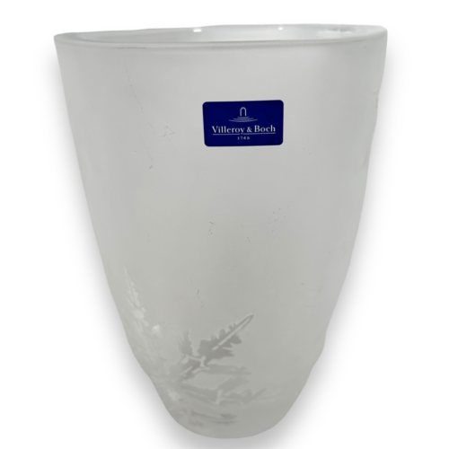 Villeroy & Boch Wintertime Ice Crystal Vase Snowflake Pattern Frosted Glass 8.5" - Afbeelding 1 van 11