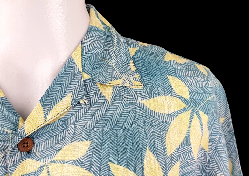 TOMMY BAHAMA RELAX Mens 100% LINEN Blue S/S LUXURY HAWAIIAN SHIRT - M - 46"-£119 - Image 2 of 4