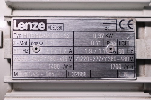 Lenze MDXMA2M 071-32 engine + GSS04-2MVAK071-32 transmission gear motor - Picture 6 of 7