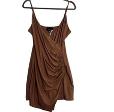 Urban Outfitters Lumiere Bodycon Dress Knit V-Neck Asymmetric Brown Sz Large
