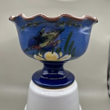 Longpark Torquay Pottery dish. Kingfisher scalloped edge. Vintage 8.5 cm high