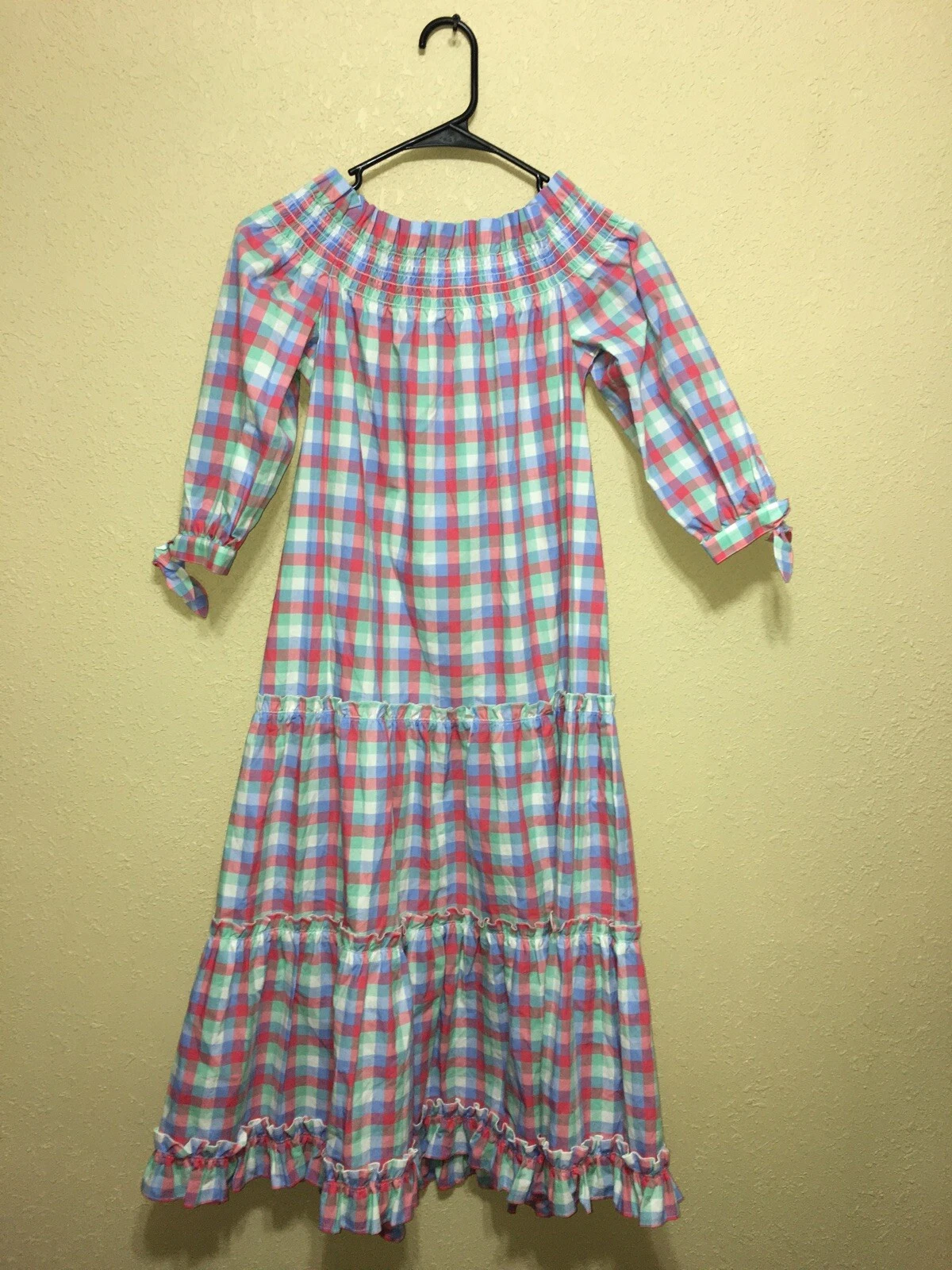 Abito midi Kate Spade Madras a quadretti cotone taglia XXS NUOVO