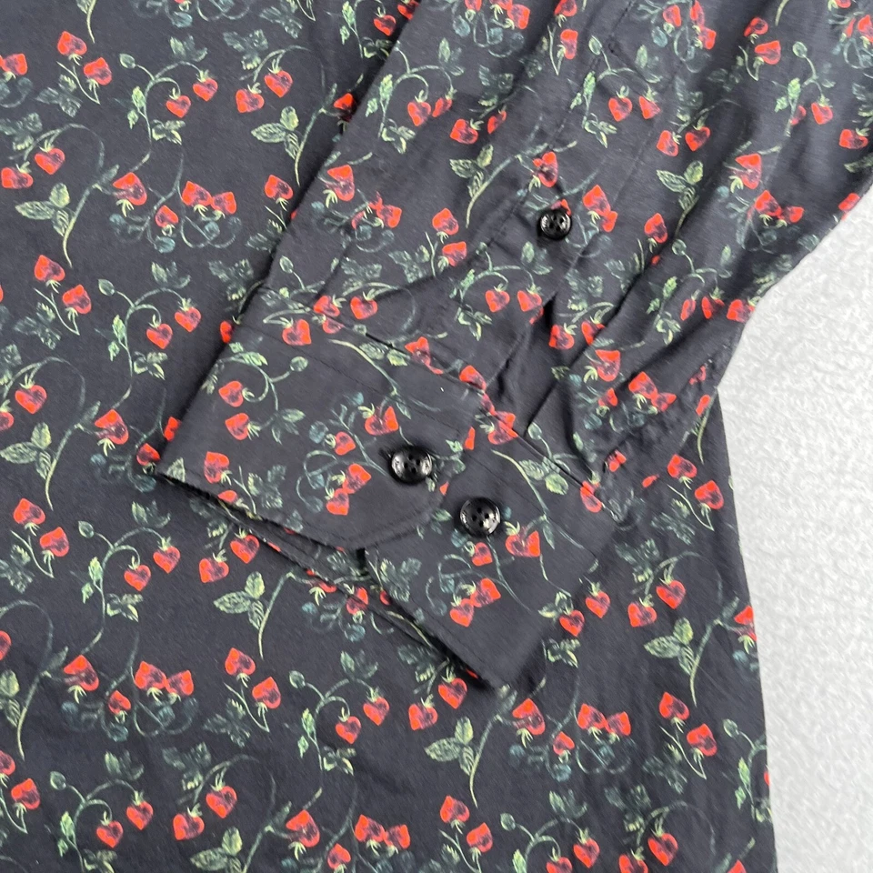 Camisa Jared Lang 2XL Negra Rosa Estampado Completo Abotonada Manga Larga Informal Para Hombre Foto 2 de 4