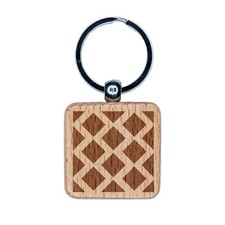 Diamond Zig Zag Pattern Background Engraved Wood Square Keychain Tag Charm