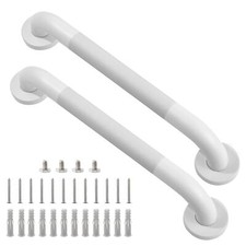 2PCS 16" White Stainless Steel Shower Grab Bar Anti-Slip for Seniors  Handicap