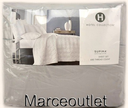 Hotel Collection 680 Thread Count Cotton QUEEN Sheet Set Palladium
