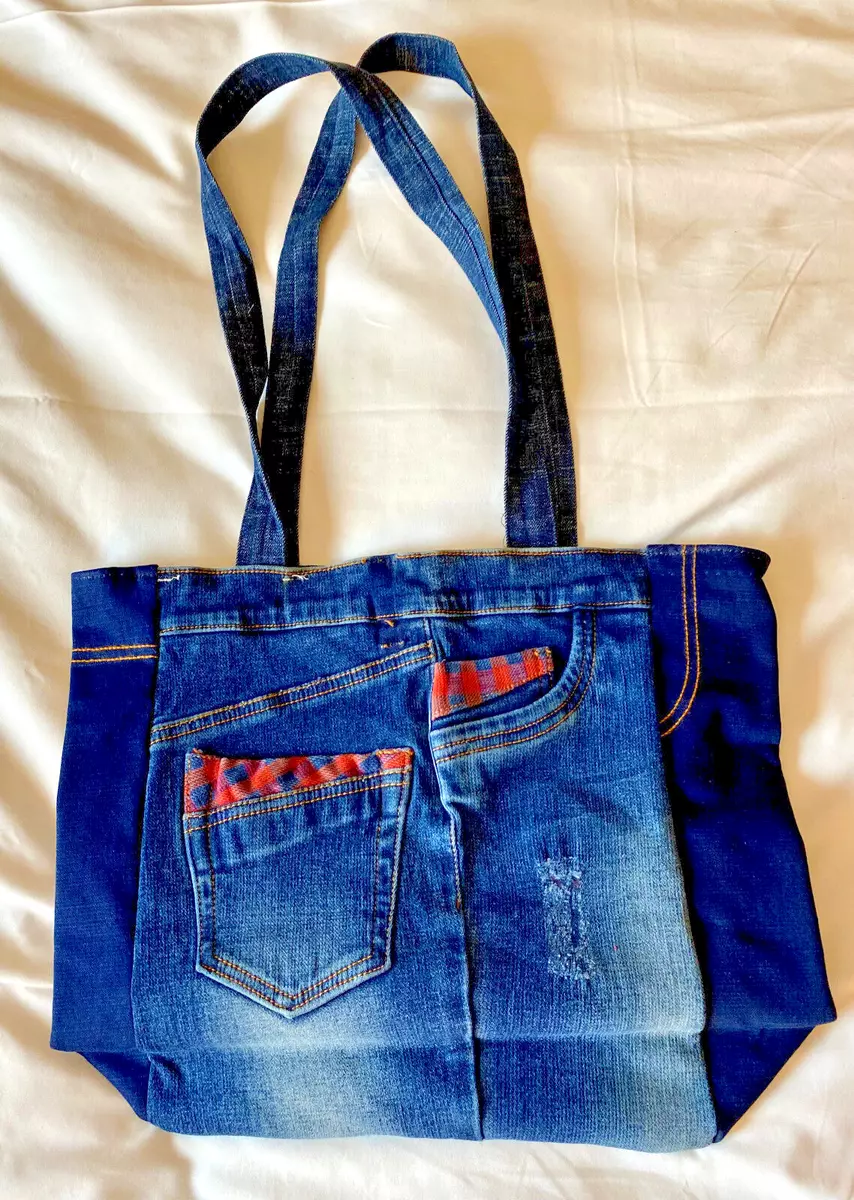 Denim Tote Bag Made From Recycled Jeans Jeans Handbag Denim 