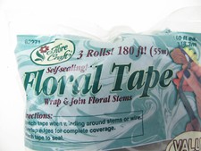 Fiber Craft Green Floral Tape Self Sealing 1/2" x 60 ft 3 rolls New Sealed