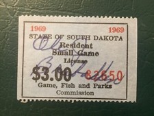 ICOLLECTZONE US South Dakota 1969 Resident Small Game Revenue Stamp VF used