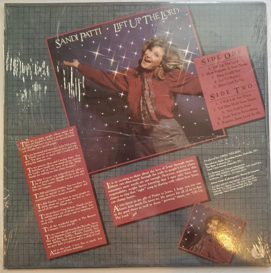 Sandi Patti - Lift Up The Lord Vinyl Impact Records  - Image 4 of 4