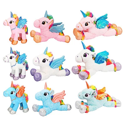 MARKENLOS Plüsch Einhorn mit Flügeln M bis XXL Pink Weiß Kuscheltier Stofftier Pferd