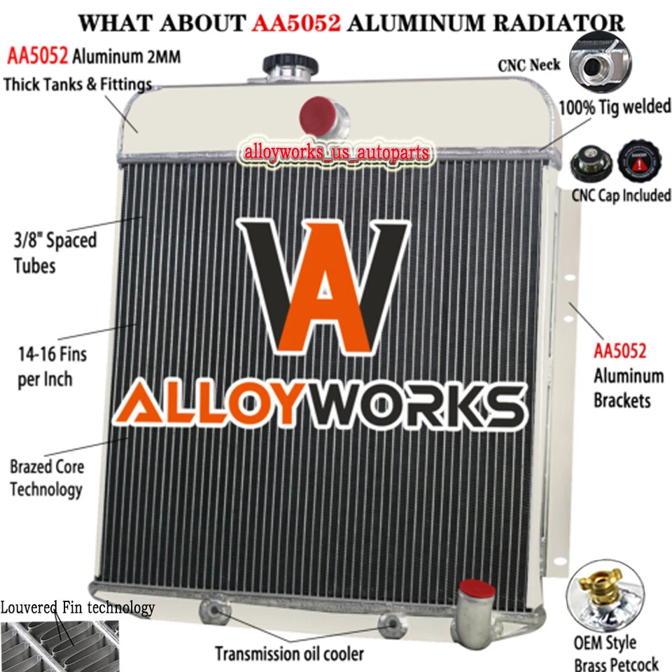 Upgraded 4-Row Radiator For 1949 1950 Plymouth Deluxe Special Deluxe Suburban - Изображение 2 из 4