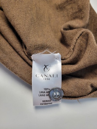 New $345 Canali 100% WOOL Cardigan Button Sweater Men's 2XL XX-LARGE EU 58 Brown - Picture 6 of 6